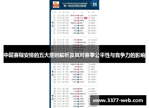 中超赛程安排的五大原则解析及其对赛事公平性与竞争力的影响