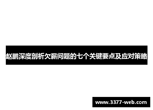赵鹏深度剖析欠薪问题的七个关键要点及应对策略
